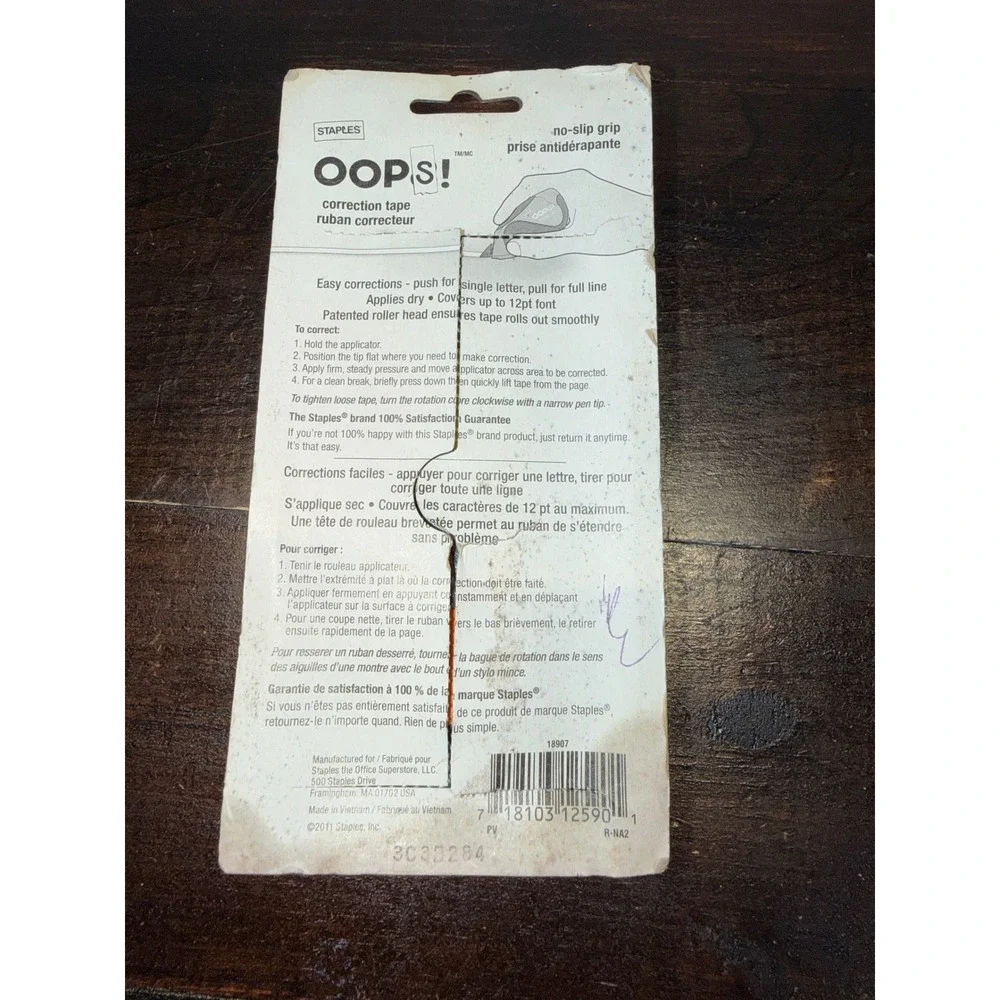 Staples Oops! Correction Tape Rewritable Grip Pack 2 Yellow Orange‎ 2011